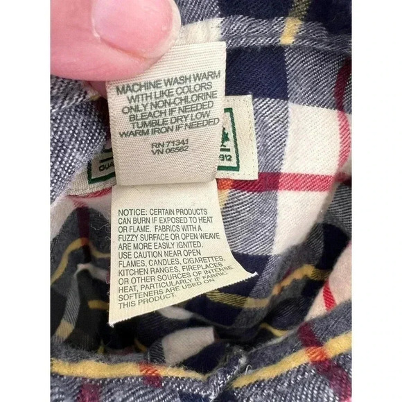 Men's L.L. Bean Blue Yellow Red Plaid Flannel Button Long Sleeve Shirt - MEDIUM - Picture 9 of 10